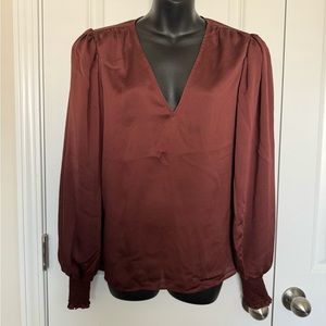 Express cinnamon color v neck blouse size L NWT